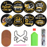 Bartogro 8 Pcs Diamond Painting Coaster Kits, DIY Football Diamond Art Coasters with Holder Sports Diamond Art Crafts Supplies for Pittsburgh Design Bartogro