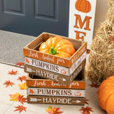 Glitzhome Fall Harvest Wooden Crates, Rustic Nesting Wooden Crates Set of 2, Fall Decorative Storage Gift Wood Crates for Display, Farmhouse Wooden Storage Boxes for Autumn Harvest Glitzhome