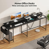 Eivanet L Shaped Gaming Desk with Power Outlets & LED Lights, Computer Desk with Monitor Stand & Storage Shelf, Home Office Desk Corner Desk with Hooks, Easy to Assemble, Black Eivanet