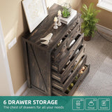 YITAHOME 6 Drawer Dressers, Wood Dressers Chests of Drawers, Modern Dresser with Open Shelf Storage for Room, Entryway, Hallway, Dark Rustic Oak YITAHOME