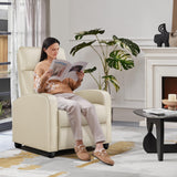 Yaheetech PU Leather Reclining Chair Single Sofa for Living Room Padded Seat with Pocket Spring for Small Space Living Room Bedroom Home Theater Beige Yaheetech