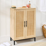 Best Choice Products 2-Door Natural Rattan 34 x 24in Multiuse Storage Cabinet for Bathroom, Living, Dining Room, Entryway w/Adjustable Shelves Best Choice Products
