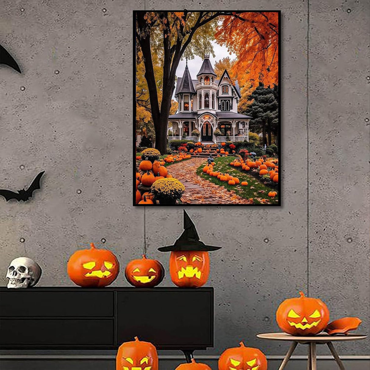 Halloween Paint by Numbers Kits for Adults - Painting by Numbers Kit Landscape, Fall Adults Paint by Number Kits on Canvas Without Frame Oil Painting Acrylic Paints for Home Wall Decor 16X20 inch ajepon