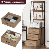 BOTLOG Industrial Ladder Bookshelf with 3 Fabric Storage Drawers, 4-Tier Bookcase, Display Standing Shelf Unit Storage Organizer for Living Room, Entryway, Office, Rustic Brown BOTLOG