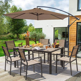 Homall 7 Pieces Patio Dining Set Outdoor Furniture with 6 Stackable Textilene Chairs and Large Table for Yard, Garden, Porch and Poolside, Beige Homall