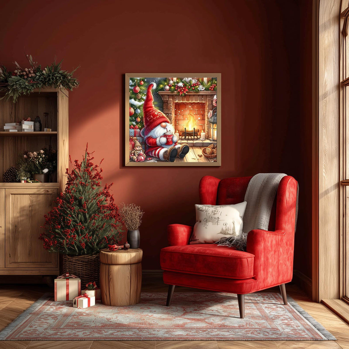 Christmas Gnome Paint by Number Kits for Adults, Christmas Paint by Numbers Kit for Adults, Painting by Numbers, Easy Oil DIY Crafts Home Wall Decor 16x16 in HMZephitiquc