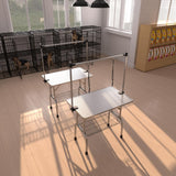 36" Pet Dog Grooming Table, Foldable Stainless Steel Frame Pet Drying Grooming Table Up to 330lbs, Professional Bathing Desk for Dogs at Home with Adjustable Overhead Arms, Noose, Mesh Tray, Silvery Afqxf