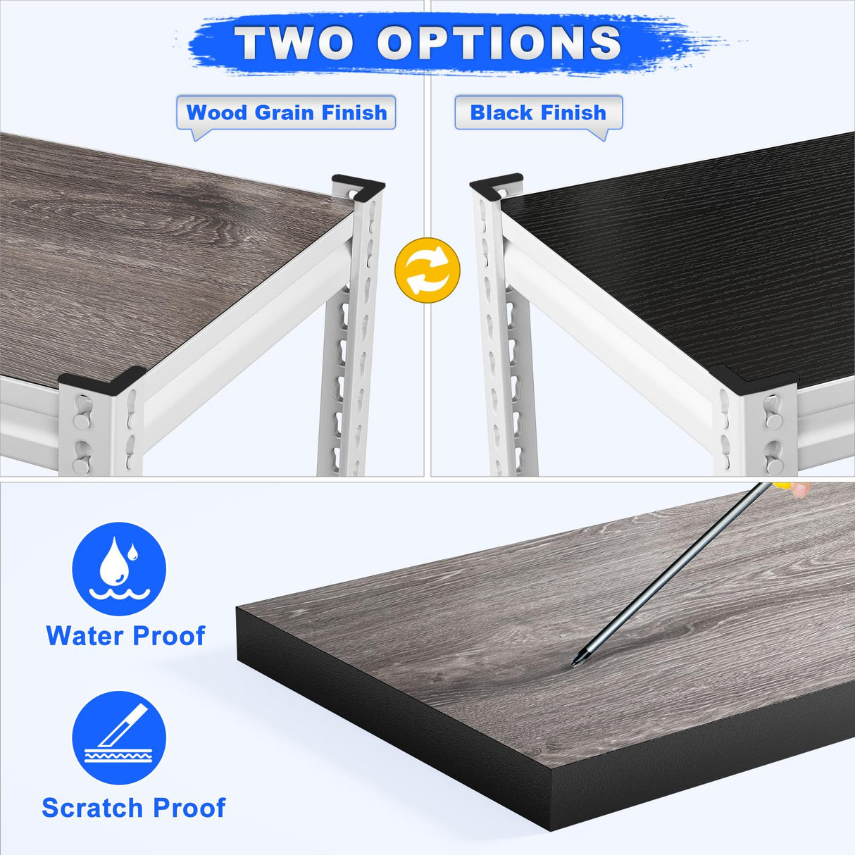 REIBII 65.74" H x 33.85" W x 15.35" D Storage Shelves, 2500LBS Adjustable Metal Shelving Unit, 5 Tier White Shelves for Pantry, Garage, Kitchen, Warehouse, White REIBII