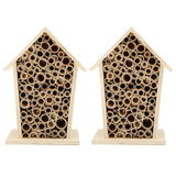 Lwuey Bee House, Wooden Insect Hotel Hanging Bamboo Bees Hive Habitat Bug Garden Shelter Insects House Decoration Beneficial Nests Box Decorations for Butterfly Bird Outdoors Attracts Pollinators 2PCS Lwuey