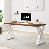 Tribesigns Modern Walnut/White 55" Heavy Duty Computer Desk, Study & Work Desk, 23.6"D x 55.1"W x 29.5"H, Z-Shaped Metal Legs, 330 lbs Capacity Tribesigns