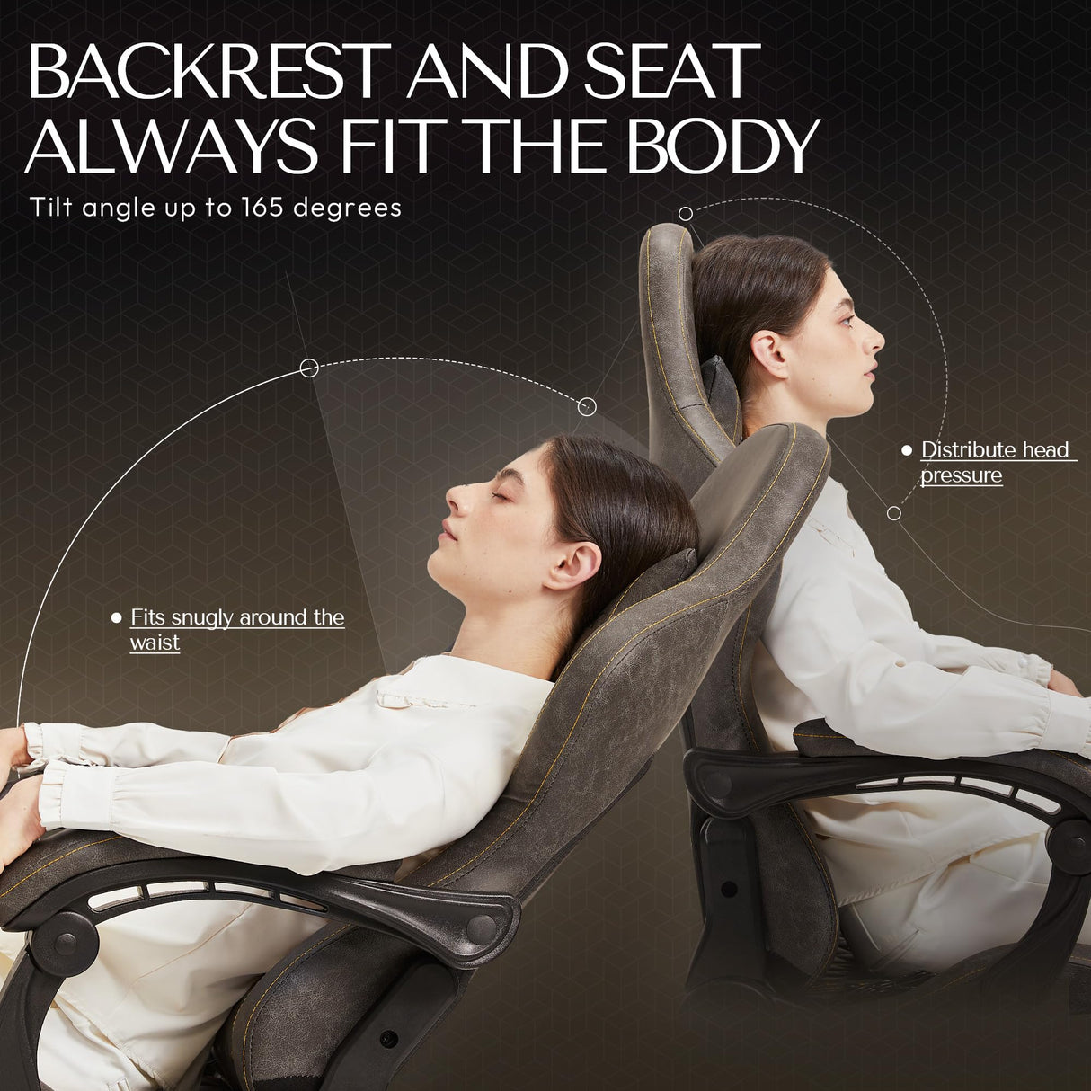 Dowinx Gaming Chair Office Desk Chair with Massage Lumbar Support, Vintage Style Task Chair PU Leather High Back Gamer Chair with Retractable Footrest (Brown) Dowinx