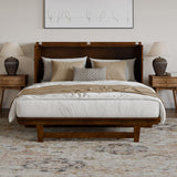 AFI, Tucson Queen Wood Murphy Bed Chest with 6" Mattress, Storage Drawer & Built-in USB Charger, Walnut AFI