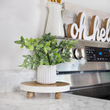 AuldHome Farmhouse Round Wooden Risers (Set of 2, White Trim), Rustic Decorative Risers for Display with Natural Mango Wood and Enamel Trim AuldHome Design