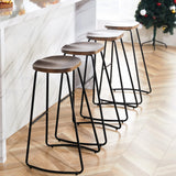 HeuGah Bar Stools Set of 4, Saddle Seat Wooden Barstools for Kitchen Island, 30" Brown Bar Height Stools with Footrest (Brown, 4 PCS 30Inch Barstool) HeuGah