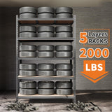 Storage Shelves 5 Tier Garage Shelving Heavy Duty Adjustable Metal Shelving Unit, Garage Shelves for Basement, Warehouse, Pantry, Closet, Kitchen 72 in H x 48 in W x 24 in D, Black Garvee