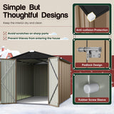 GUNJI 8 x 6 FT Shed Outdoor Storage Shed Metal Garden Shed with Lockable Door Outside Waterproof Tool Shed for Backyard, Patio, Lawn (Brown) GUNJI