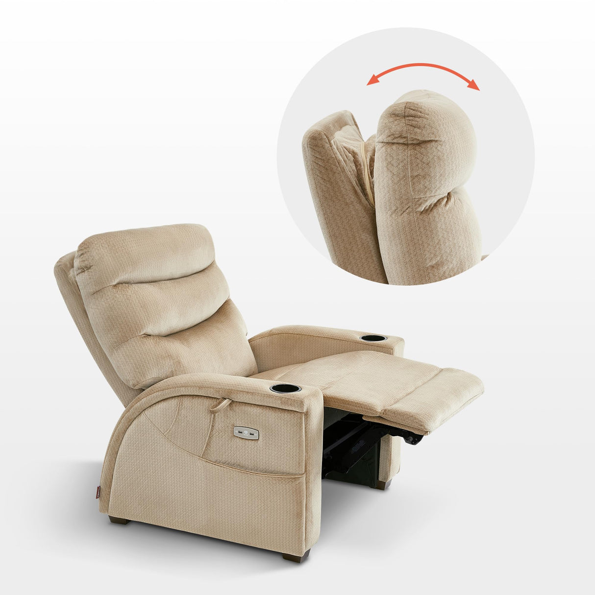MCombo Power Zero Gravity Recliner Chair with Adjustable Headrest for Living Room, Fabric ZG334 (Beige) MCombo