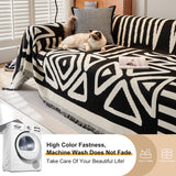 STACYPIK Thick Christmas Boho Couch Cover Chenille Cat Dog Anti-Scratch Sofa Cover Black White Plaid Sectional Couch Cover Washable Couch Protector for 2 Cushion Couch Futon Loveseat Cover-71x118IN STACYPIK