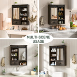 Bathroom Wall Cabinet, Farmhouse Medicine Cabinet with Sliding Mirror Door and Adjustable Shelves, Over The Toilet Space Saver Storage Cabinet with Towels Bar, Wall Mounted Cupboard Vabches