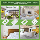 Pure White Classic Beadboard Wall Plates,Light Switch Covers,Electrical Outlet Covers, Switch Plates of Various Combination, Nature Bamboo Fiber Wall plate(2 Gang Toggle/Duplex 2 Pack) Funkiim