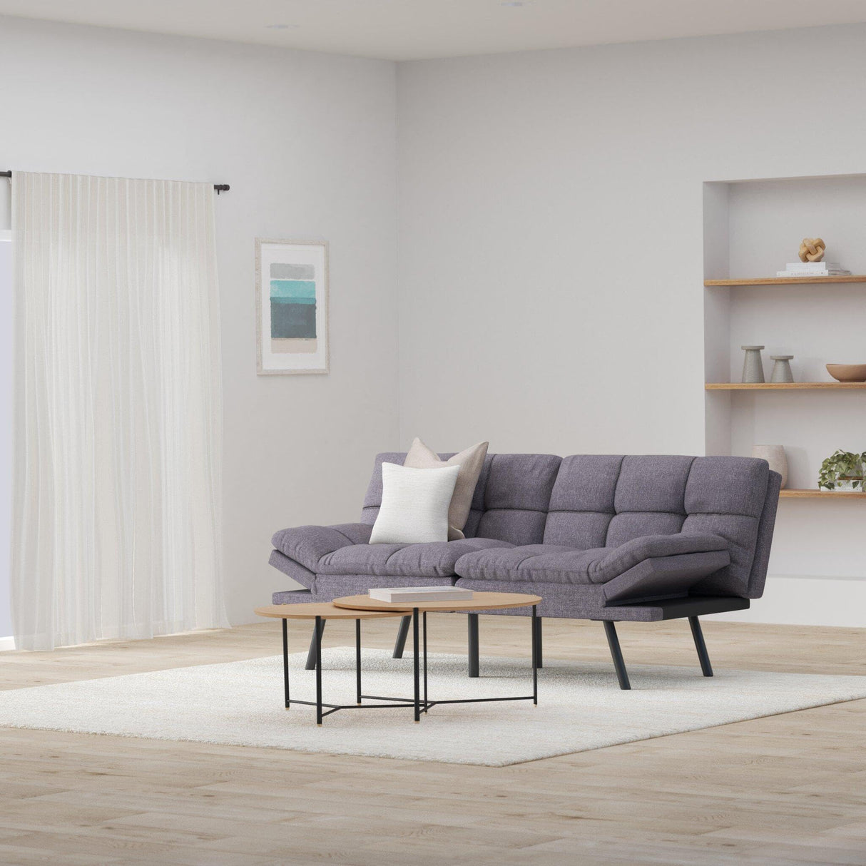 Opoiar Futon Couch,Convertible Futon Sofa Bed,Memory Foam Sleeper Sofa,Adjustable Modern Loveseat,Futon Sets, Sofa Bed for Compact Living Room,Apartment,Office,Grey Opoiar