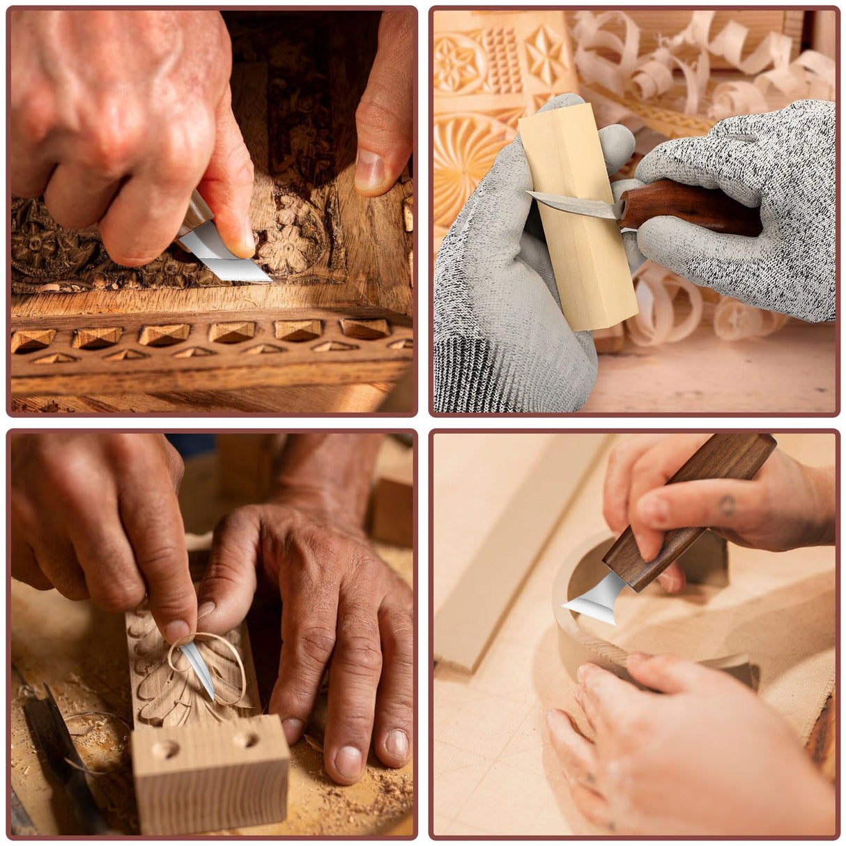 AUGSUN Wood Whittling Kit, 25 Pack Wood Carving Tools for Beginners, Hand Carving Knife Set Includes 5 Wood Carving Knives, 8 Basswood Wood Blocks, Gloves for Craft DIY Woodworking AUGSUN