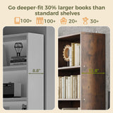 IRONCK 78.7" Bookcase with 4 Drawers and 4 Doors, 6 Tier Large Bookshelf with Storage, Floor Standing Display Storage Shelves, Tall Storage Cabinet for Living Room (Rustic Brown) IRONCK