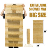 HOMBYS 58x20 Extra Large 100% Bamboo Shower Mat for Shower Stall Tub, Non Slip Long Bath Mat Runner Bathroom Accessories, Quick Drying Mats for Shower HOMBYS
