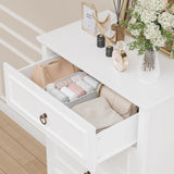 HOSTACK Dresser for Bedroom, 44" Tall Dresser with 5 Drawers, White Chest of Drawers with Storage, Modern Farmhouse Wood Dressers for Closet, Living Room, Hallway HOSTACK