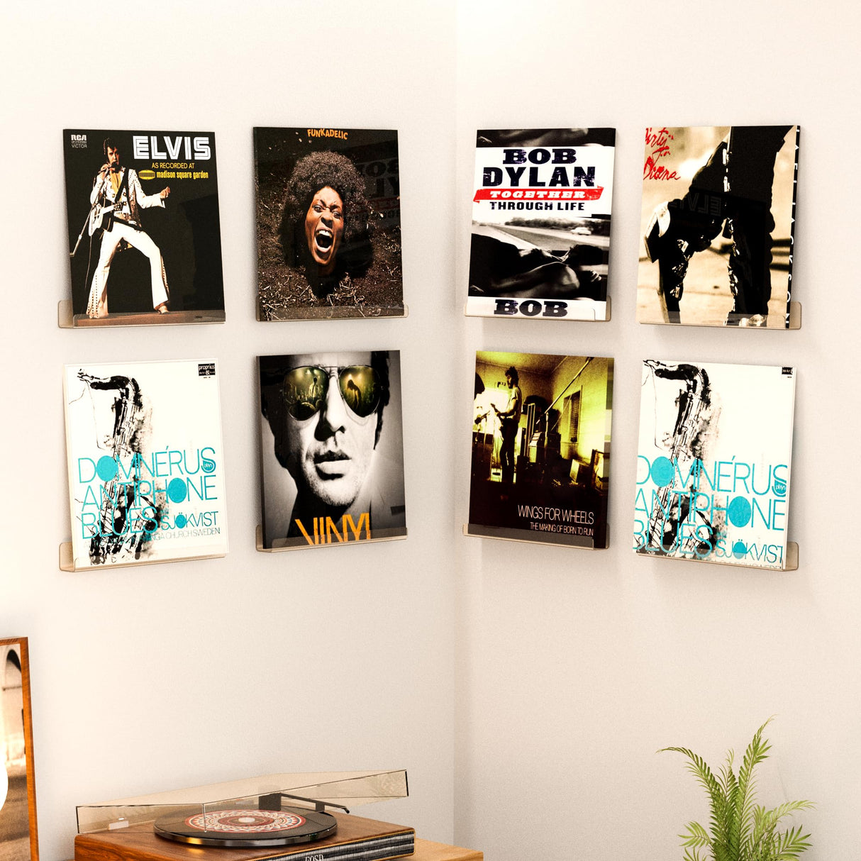 upsimples 8 Pack Vinyl Record Wall Mount Shelves, 12" Vinyl Holder for Album Record Storage & Display, Clear Acrylic Floating Shelves for Wall Decor, Kids Bookshelf, Magazine Rack, Picture Ledge upsimples