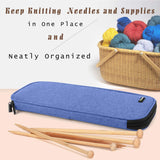 Teamoy Knitting Needles Case (Up to 14''), Travel Organizer Storage Bag for Knitting Needles, Tunisian Crochet Hooks and Accessories, Blue Teamoy