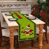 Linen Green Christmas Table Runner Merry Christmas Tablecloth Christmas Xmas Winter Holiday Home Kitchen Dining Room Table Decorations 13x72 Inch FARMNALL
