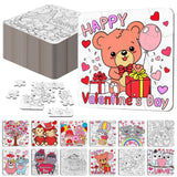 Realspring 24 Pack Color Your Own Valentine's Day Jigsaw Puzzles for Kids Coloring DIY Valentine Day Puzzle Paper Party Favors Gift Valentines Classroom Activities Educational Puzzles Jigsaw Game Toy Realspring