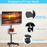 Mobile TV Carts on Wheels for 21-60 Inch Flat/Curved Panel Screens TVs - Height Adjustable Floor Trolley Stand with Shelf Holds up to 77lbs - Max VESA 400x400mm XINLEI