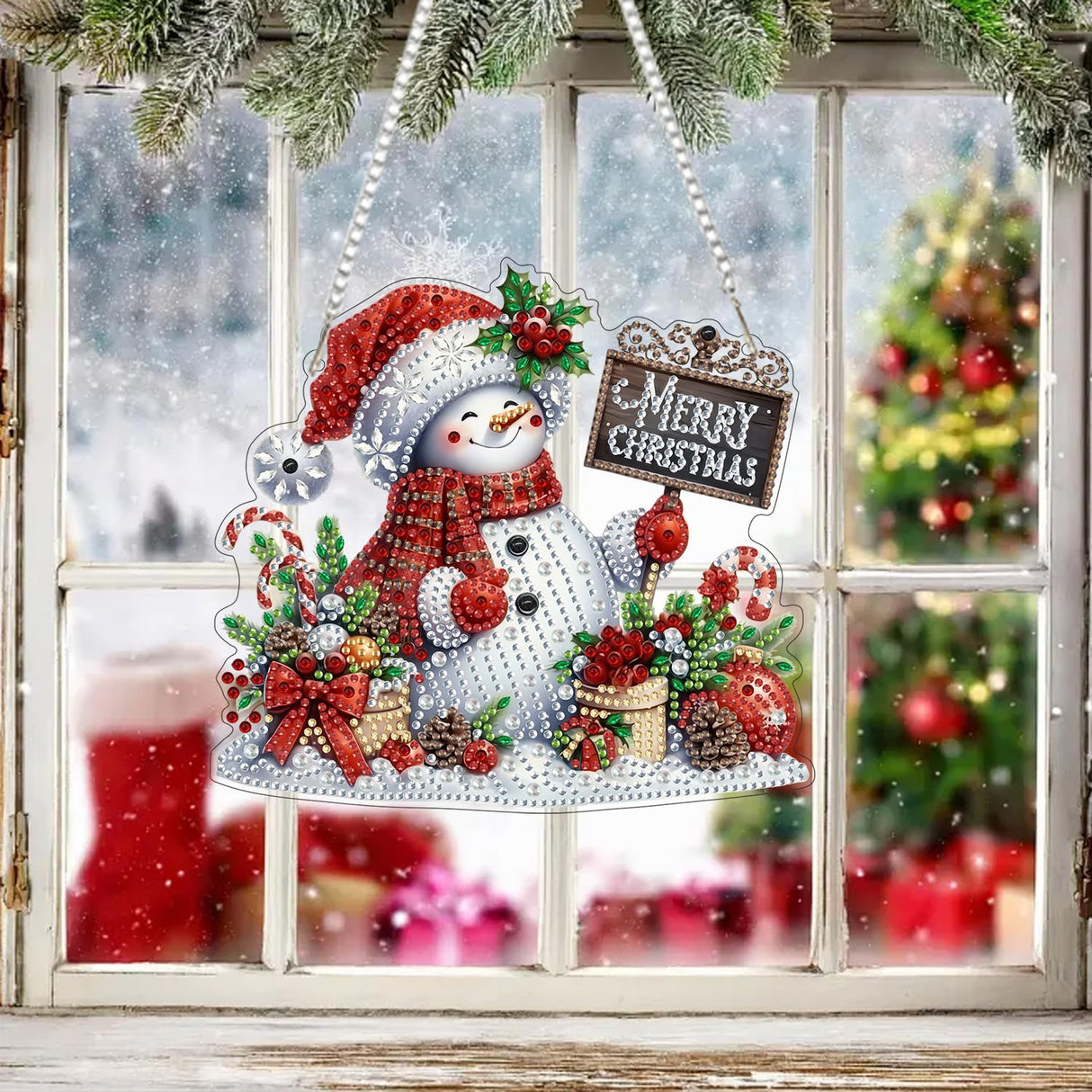 ARPADAMO Christmas DIY 5D Tabletop Diamond Art Painting Kit,Desktop Ornament Special Shaped Rhinestone Desk Placement Ornament,Home Stand Up Gem Painting Craft Kit,Gift (Christmas Snowman) ARPADAMO