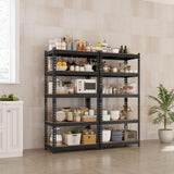 Yaheetech 2Pack Standing Shelf Units 5 Tier Adjustable Garage Shelves Metal Utility Rack Heavy Duty Industrial Shelving, 27.5" W x 12" D x 60" H - Black Yaheetech