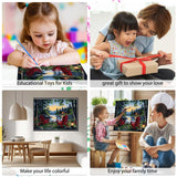 EOBROMD Framed Paint by Numbers Kits for Adults Lake, DIY Kits Crafts for Beginner on Stretched Canvas, 3 Paint Brushes and Acrylic Paint for Home Decor 16x12inch EOBROMD