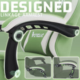 Vonesse Gaming Chair, Computer Chair Fabric with Pocket Spring Cushion, Office Chair with Footrest and Massage Lumbar Support, Reclining Gaming Chairs for Adults 250LBS (Green) Vonesse