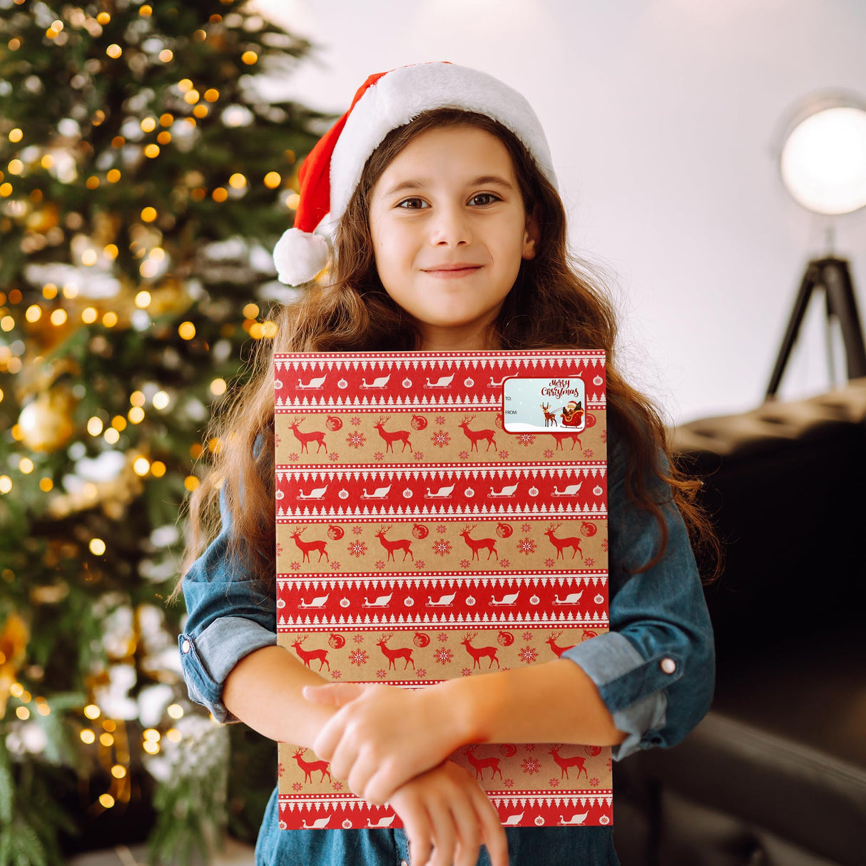 Giiffu 14.5" Medium Kraft Gift Boxes with Lids, 12 Pack Christmas Shirt Boxes with 12 Holiday Designs – Includes Tissue Paper & Stickers Giiffu