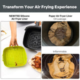 NEWITEE Air Fryer Silicone Liners 5 Qt For Ninja* AF141/AF181/COSORI*, 2 Pack BPA Free Platinum Air Fryer Basket Liners, Square Ninja Large Reusable Air Fryer Accessories Replacement for Parchment NEWITEE
