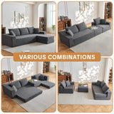 108" Modular Sectional Cloud Sofa - Boneless Couch with Deep Seat, Non Slip Base, Folding Sofa Sectional Couches for Living Room, Cozy Modular Couch with L-Shape Chaise, No Assembly Required, Grey CozyMine
