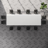 Tribesigns 13FT Conference Table for 12-16 People, 157 inch Long Rectangular Seminar Table with Strong Metal Frame, Business Furniture Boardroom Desk for Office Meeting Conference Room (4PCS, White) Tribesigns