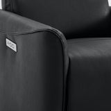 CHITA Power Recliner Chair Swivel Glider, FSC Certified Upholstered Faux Leather Living Room Nursery Reclining Sofa Chair with Lumbar Support, Black CHITA