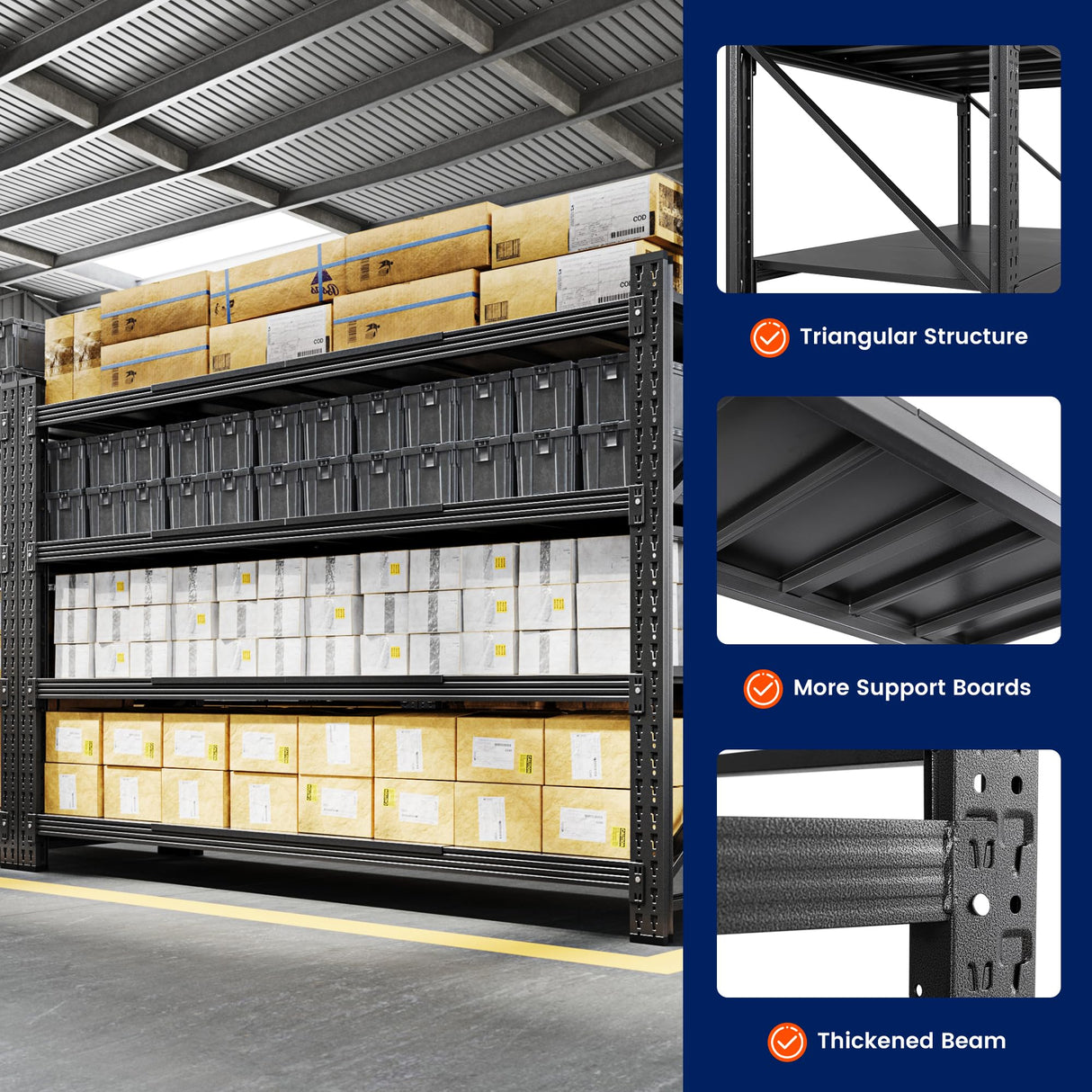 Yizosh Storage Shelves, 5000LBS Garage Shelving Unit, Metal Shelving Adjustable Storage Shelves Heavy Duty, Suitable for Garage, Supermarket, Warehouse, 71" W x 24" D x 70" H Yizosh