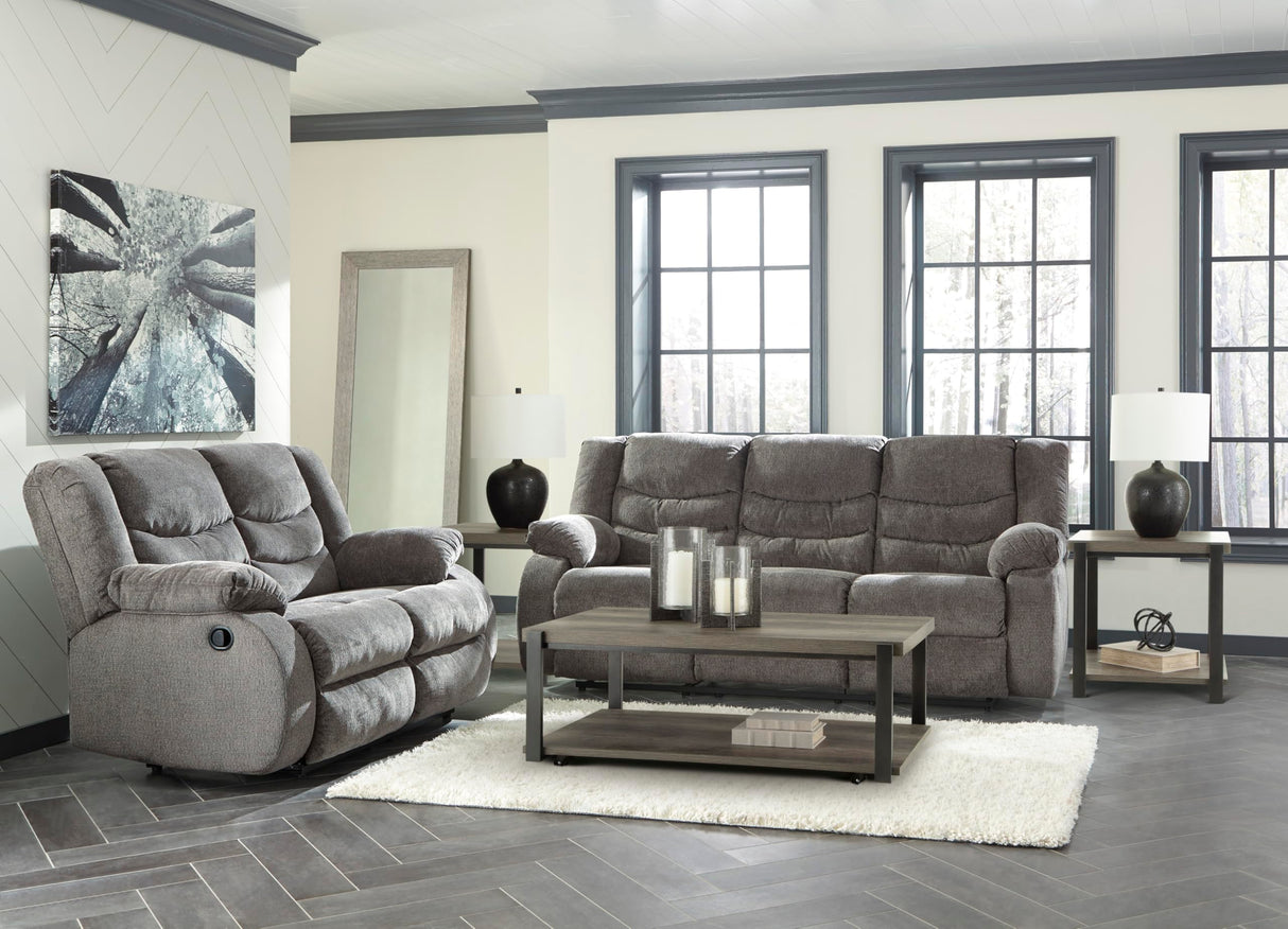 Signature Design by Ashley Tulen Modern Manual Pull Tab Reclining Sofa, Dark Gray Signature Design by Ashley