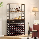 Homeiju Wine Cabinet with Storage, Bar Cabinet with Wine Rack, 6-Tier with Tabletop, Storage Drawer and Wine Storage for Home Bars Homeiju