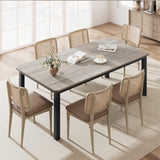 IDEALHOUSE Industrial Dining Table for 6~8 People, 78.7" Long Kitchen Table, Wood Dining Table, Kitchen & Dining Room Table, Rectangle Dining Room Table for 6 Ideal for Dinner Or Meeting - Grey IDEALHOUSE
