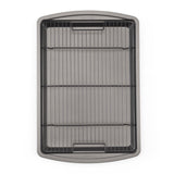 GoodCook 15” x 10.5” Nonstick Carbon Steel Baking Pan & Raised Wire Rack – Pizza Crisper, Crispy Bacon, Multipurpose Cooking Sheet Pan, Cooling Rack, Kitchen Cookware Set, Dishwasher Safe GoodCook