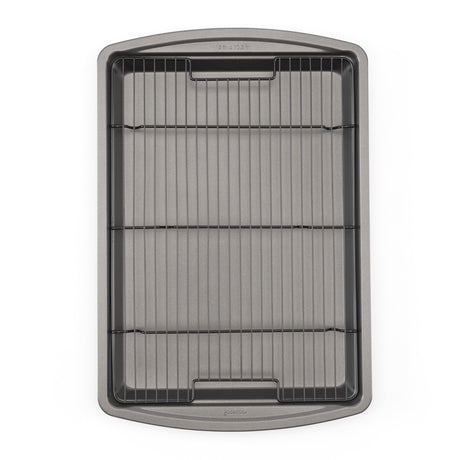 GoodCook 15” x 10.5” Nonstick Carbon Steel Baking Pan & Raised Wire Rack – Pizza Crisper, Crispy Bacon, Multipurpose Cooking Sheet Pan, Cooling Rack, Kitchen Cookware Set, Dishwasher Safe GoodCook