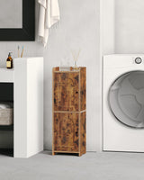 Hzuaneri Bathroom Storage Cabinet, Corner Floor Cabinet with 2 Doors and Adjustable Shelf, Narrow Toilet Paper Cabinets, Bathroom Organizer for Small Spaces, Rustic Brown BC19901X Hzuaneri